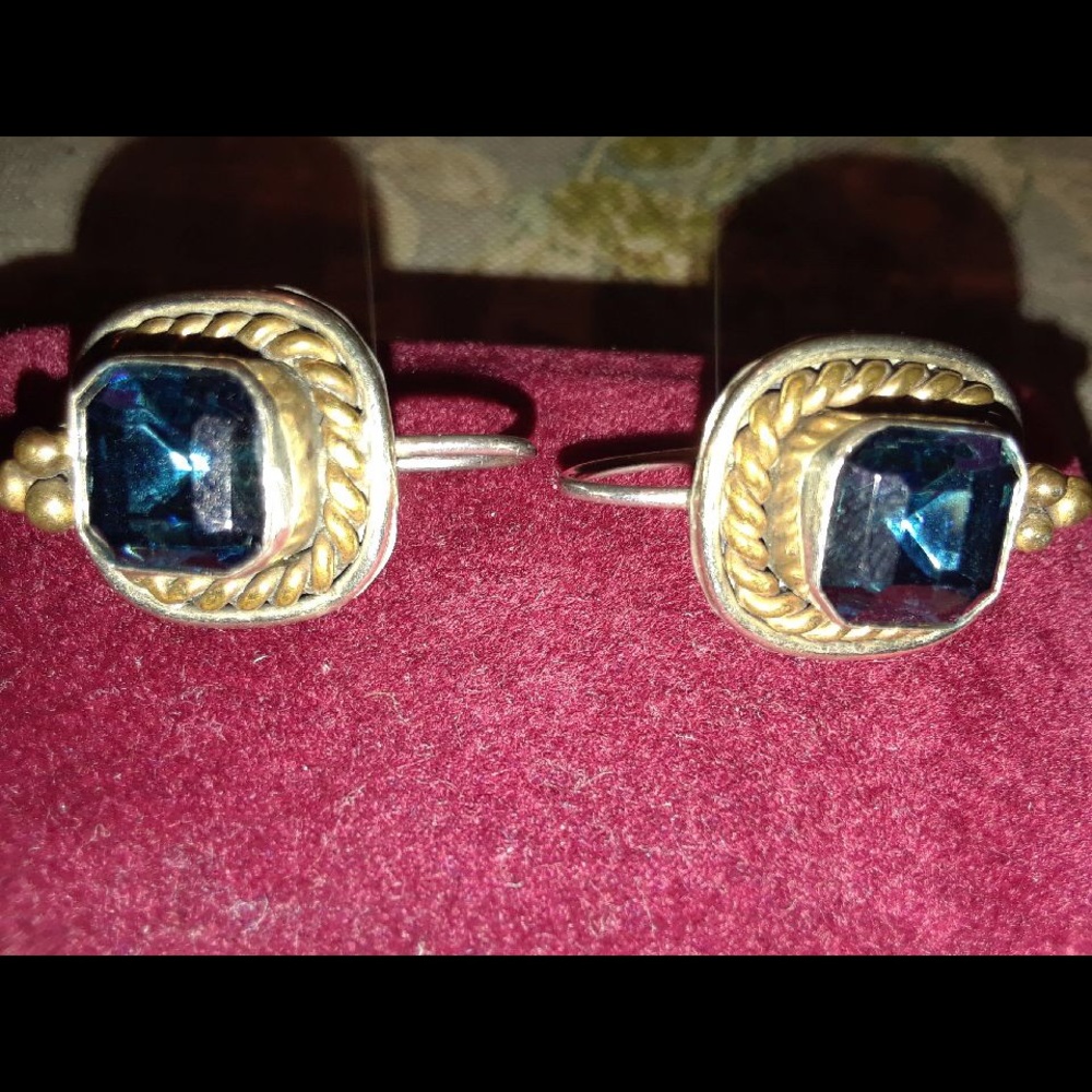Vivid Blue stone earrings no markings